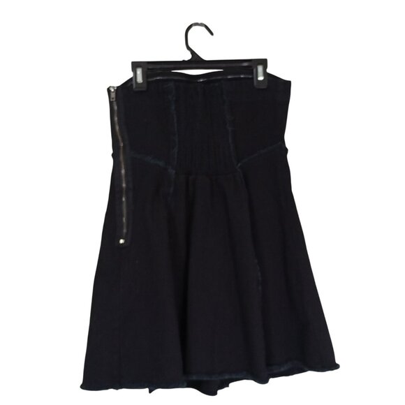 Urban Outfitters Mini Dress Size S Black Strapless Patchwork Denim Frayed Hem - Picture 8 of 10